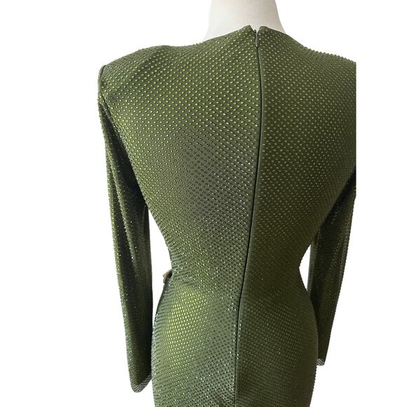 SELF PORTRAIT Olive Rhinestone Embellished Maxi Dress UK 6 US 2 - Picture 15 of 16